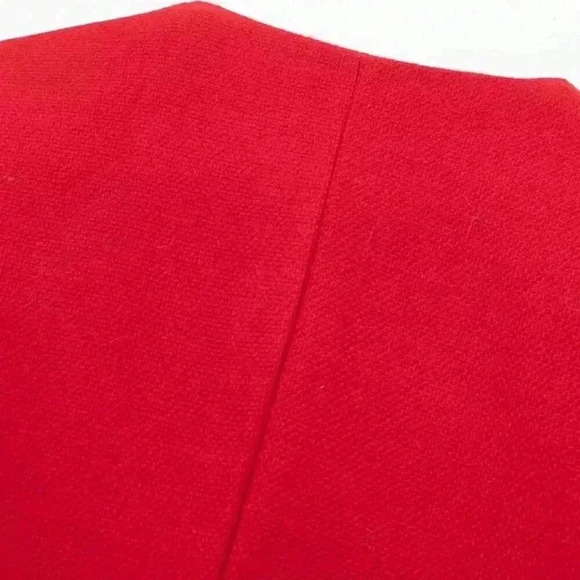 Red Elegant Women's Casual Tweed Jacket Decorated Long Sleeves Coat - Picture 4 of 8